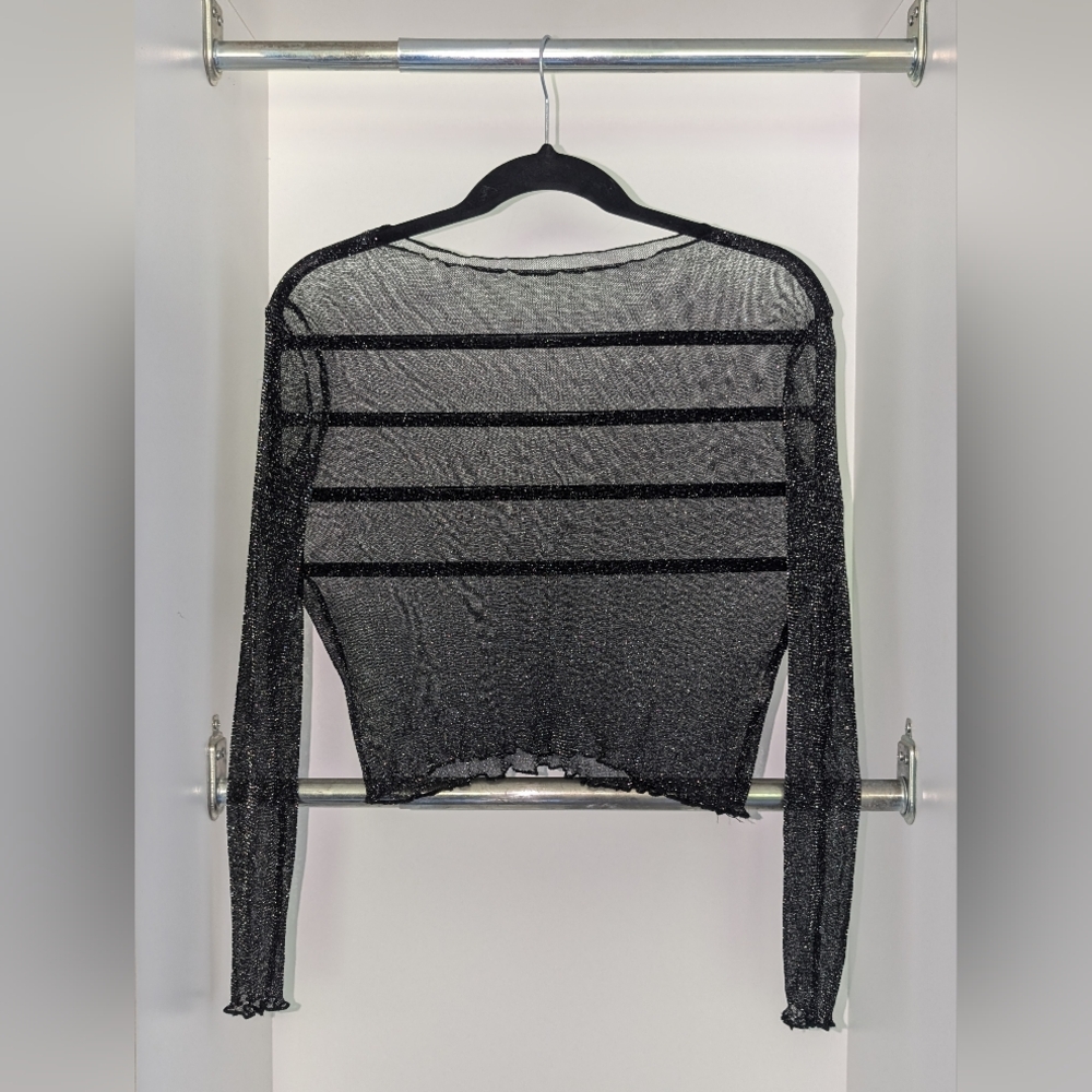 Cropped Sparkly Mesh Top